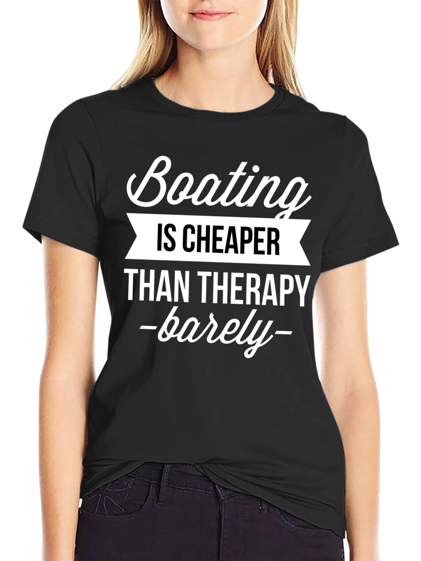 Boating is Cheaper Than Therapy Funny Graphic Tee