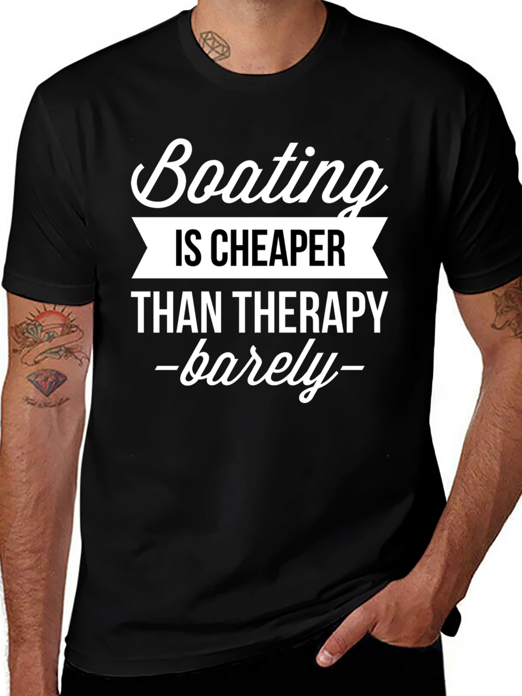 Boating is Cheaper Than Therapy Funny Graphic Tee