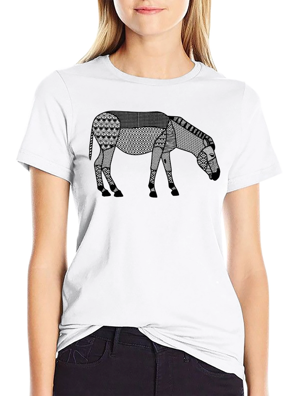 Abstract Donkey Graphic Tee - Modern Art Shirt