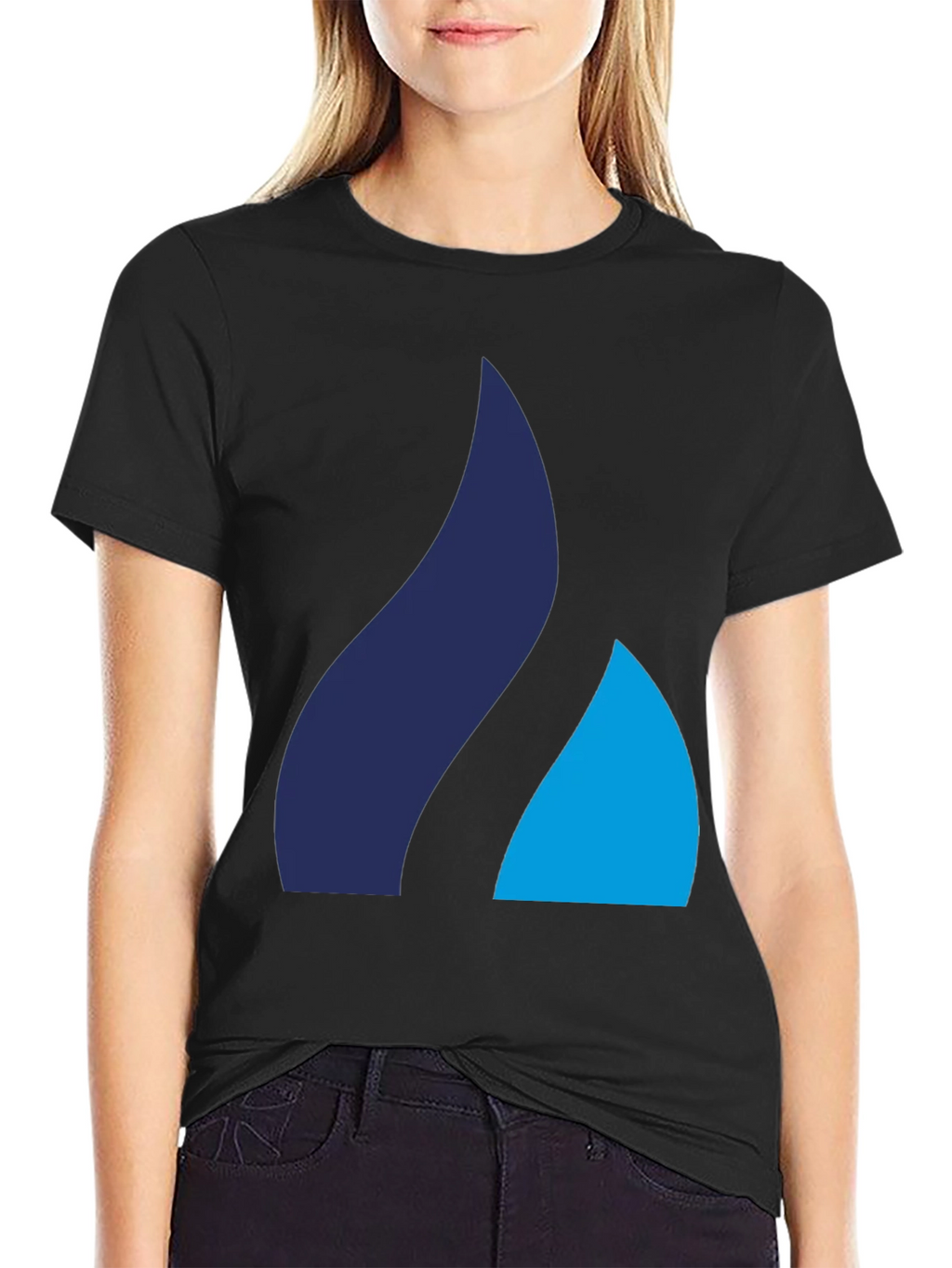 Modern Black Tee with Abstract Blue Logo