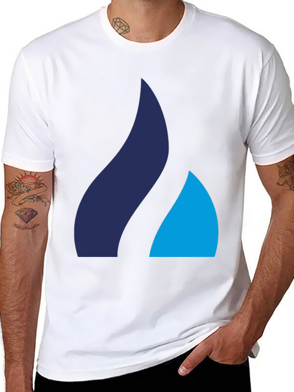 Modern Black Tee with Abstract Blue Logo