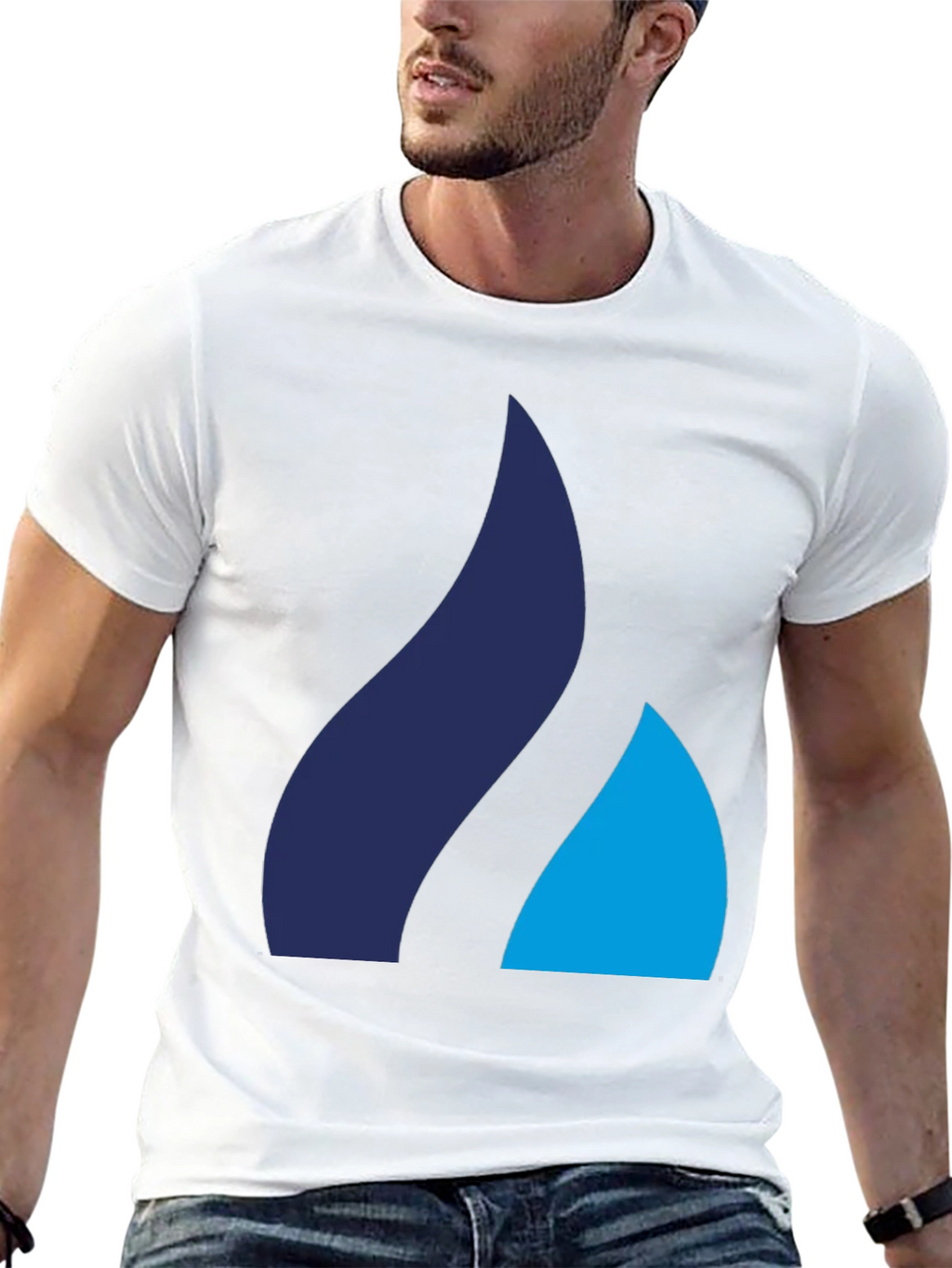 Modern Black Tee with Abstract Blue Logo