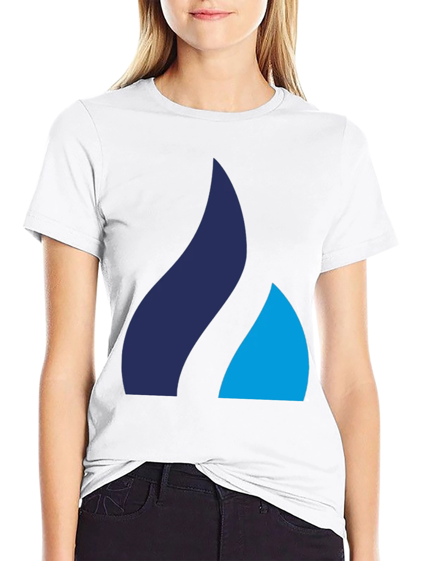 Modern Black Tee with Abstract Blue Logo
