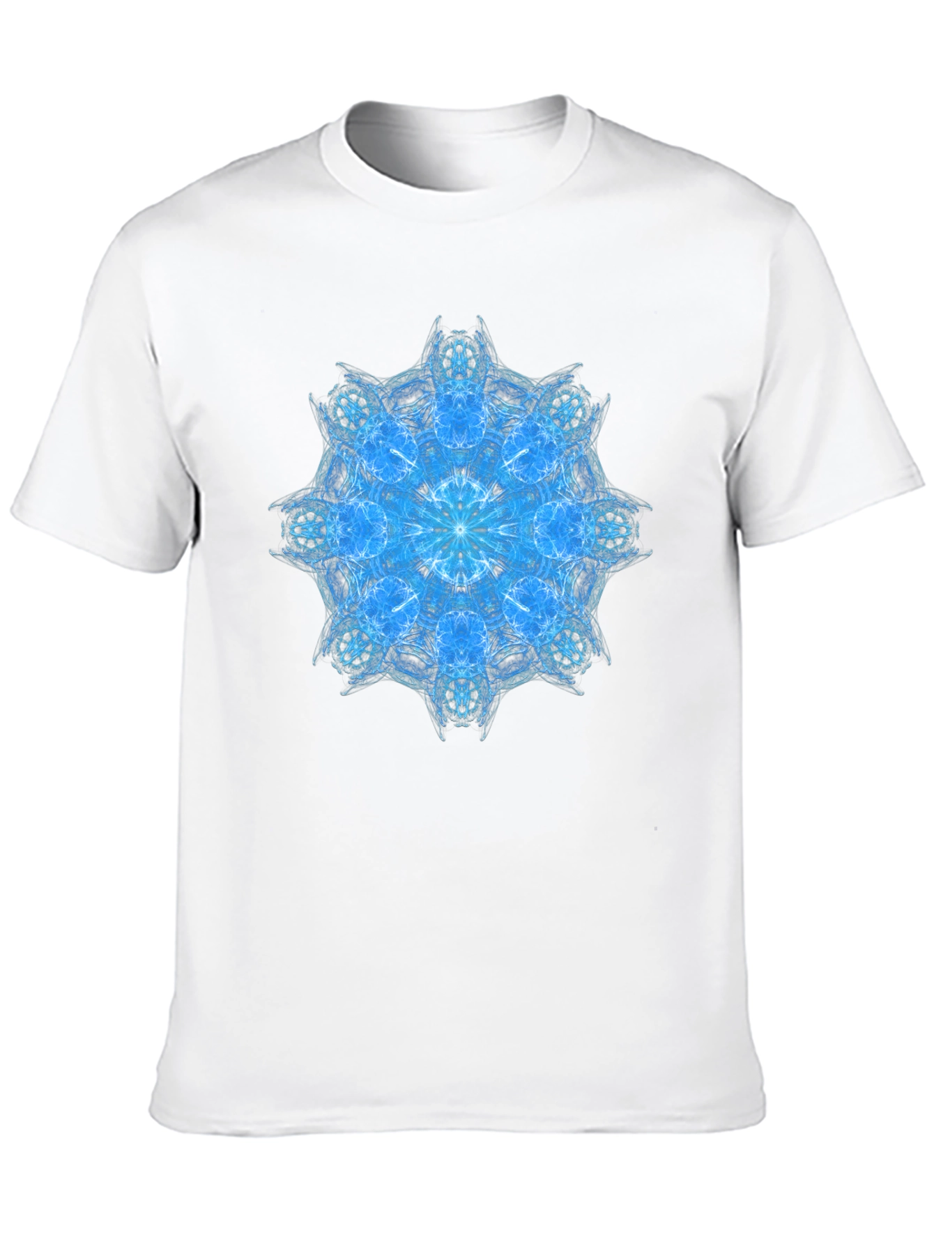 Blue Mandala Graphic Black T-Shirt