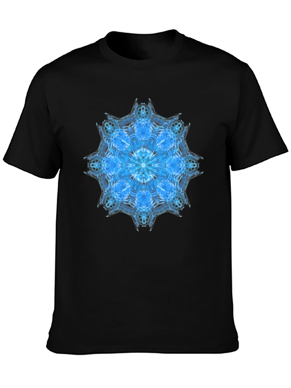 Blue Mandala Graphic Black T-Shirt