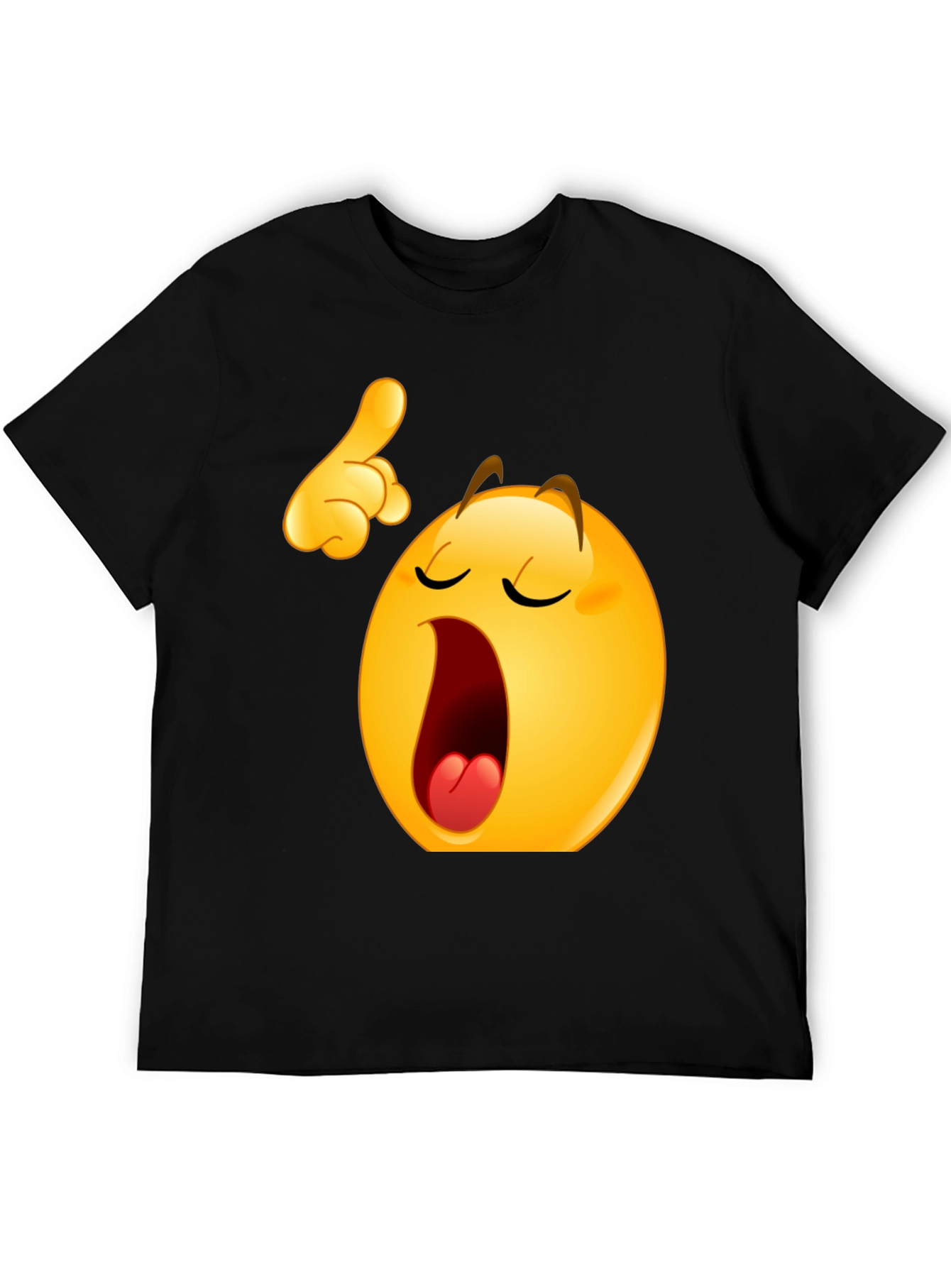 Funny Yawning Emoji Black T-Shirt