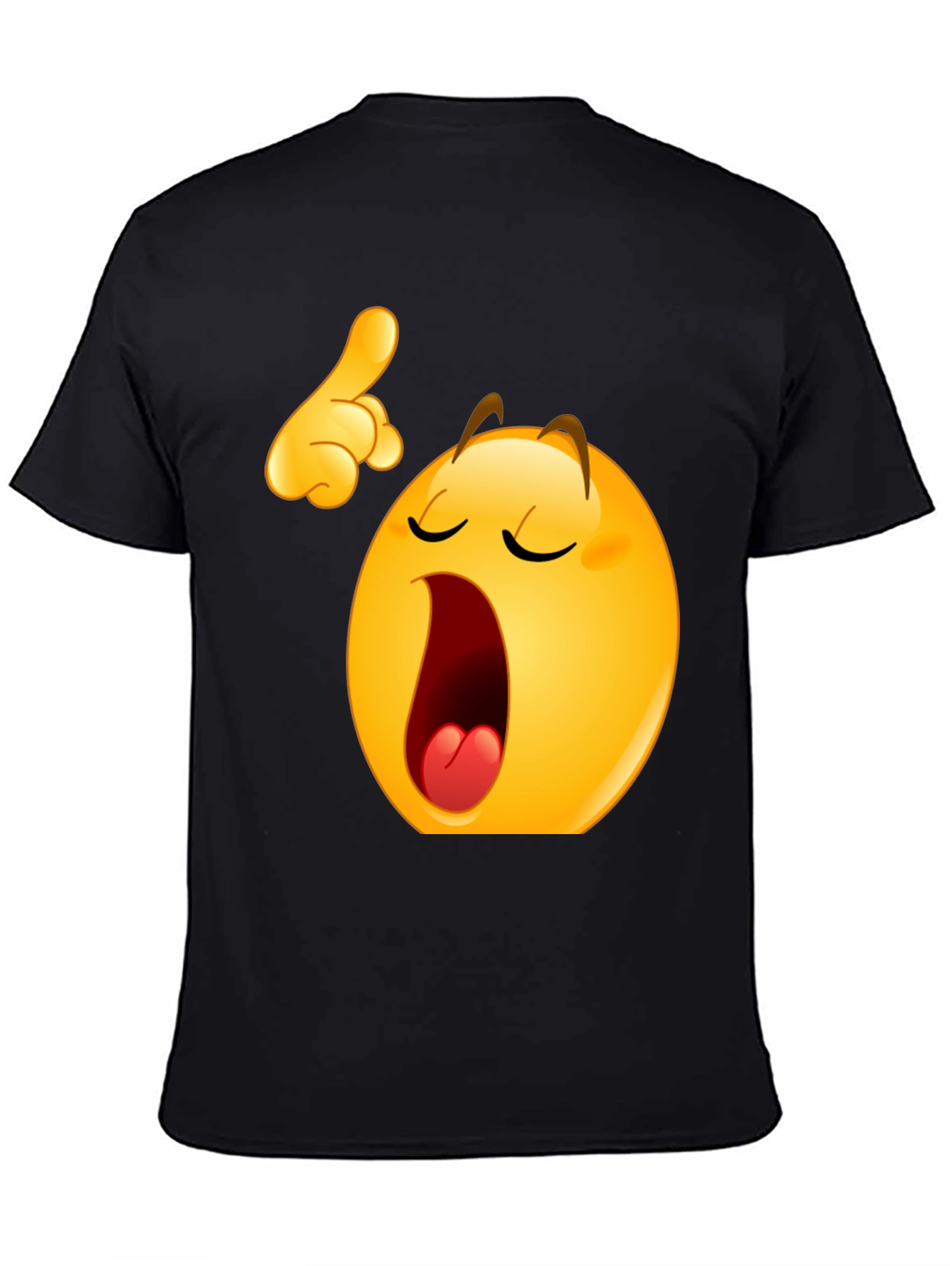 Funny Yawning Emoji Black T-Shirt