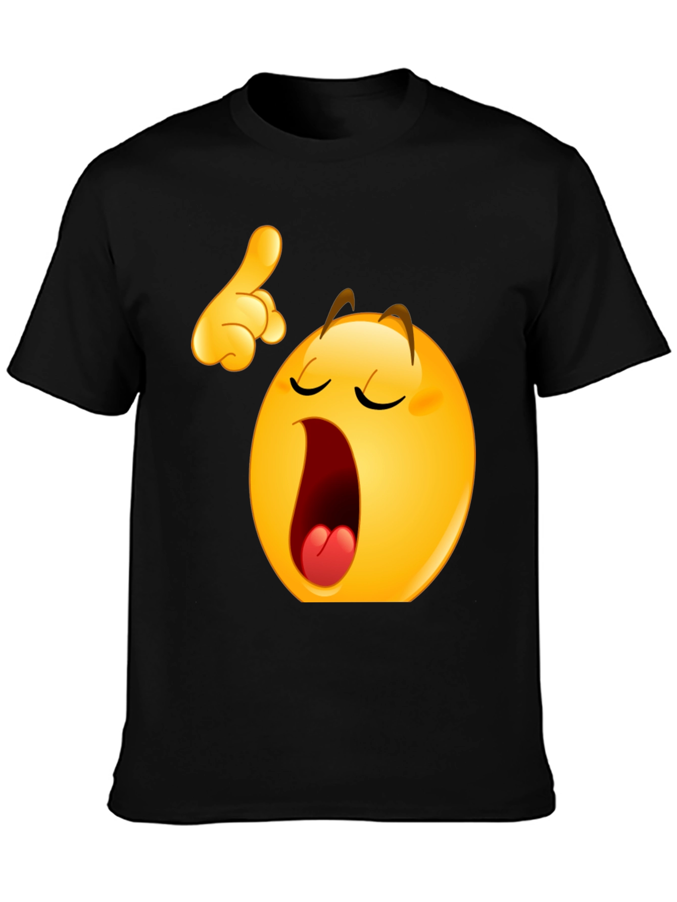 Funny Yawning Emoji Black T-Shirt