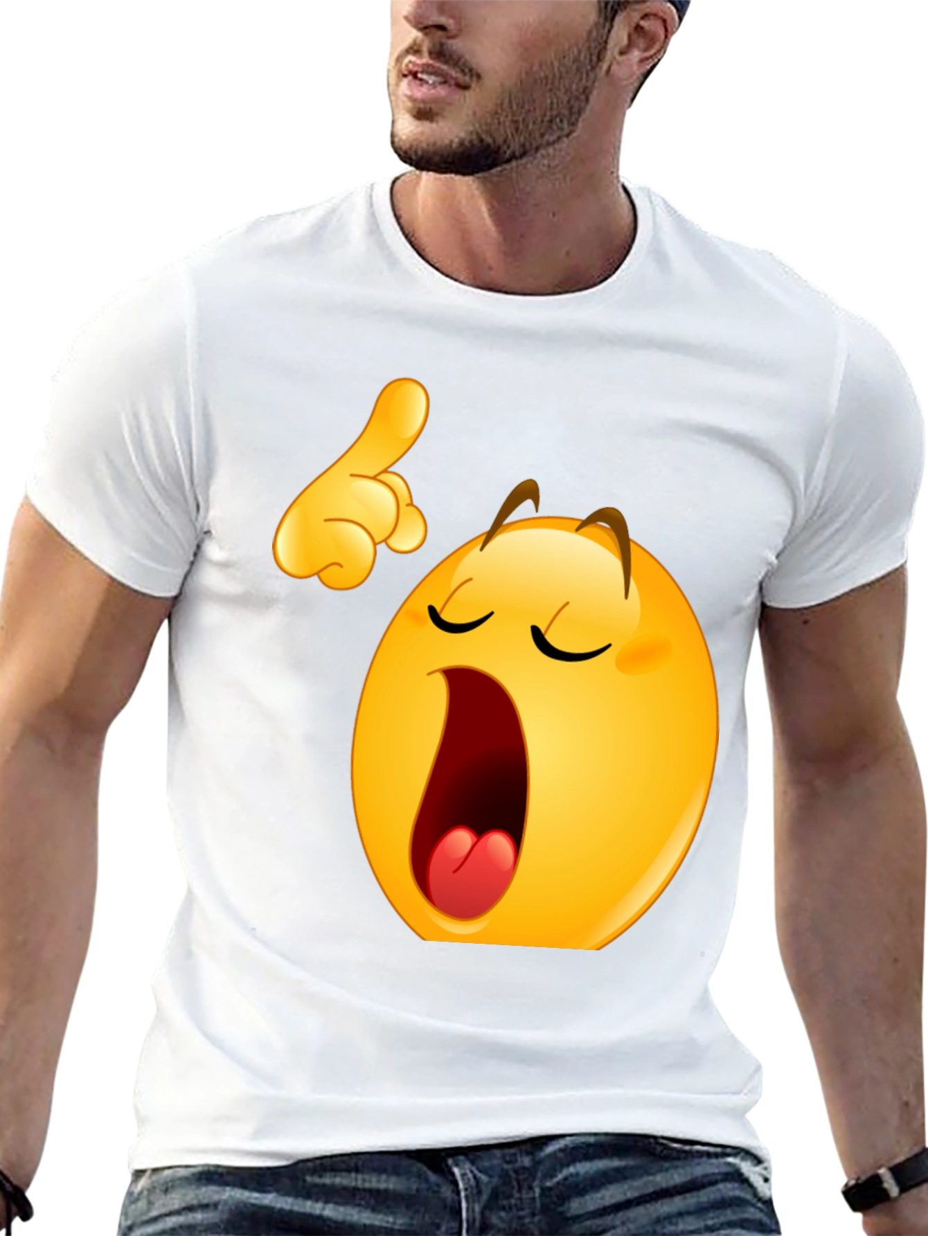 Funny Yawning Emoji Black T-Shirt