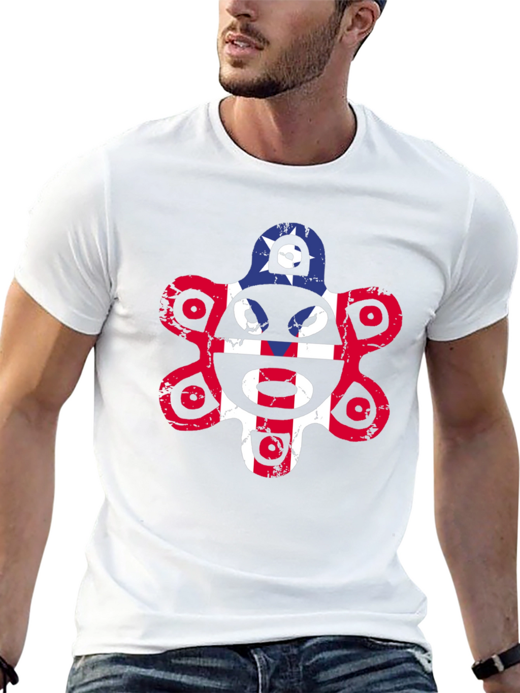 Coqui Taino Puerto Rico Flag Distressed Graphic T-Shirt