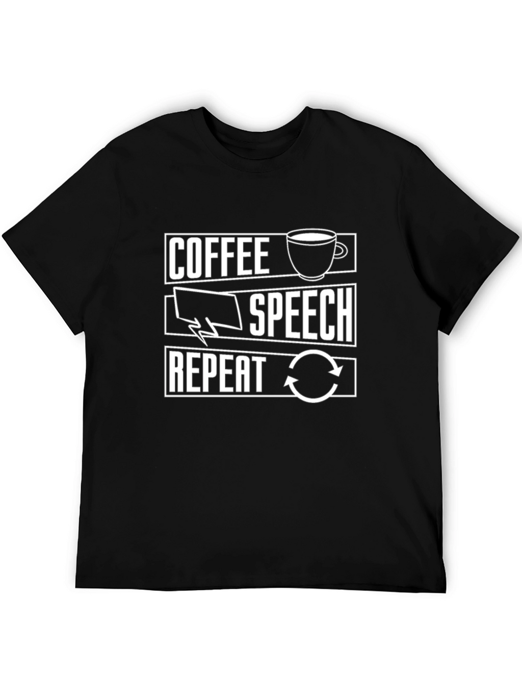 Coffee Speech Repeat T-Shirt - Black