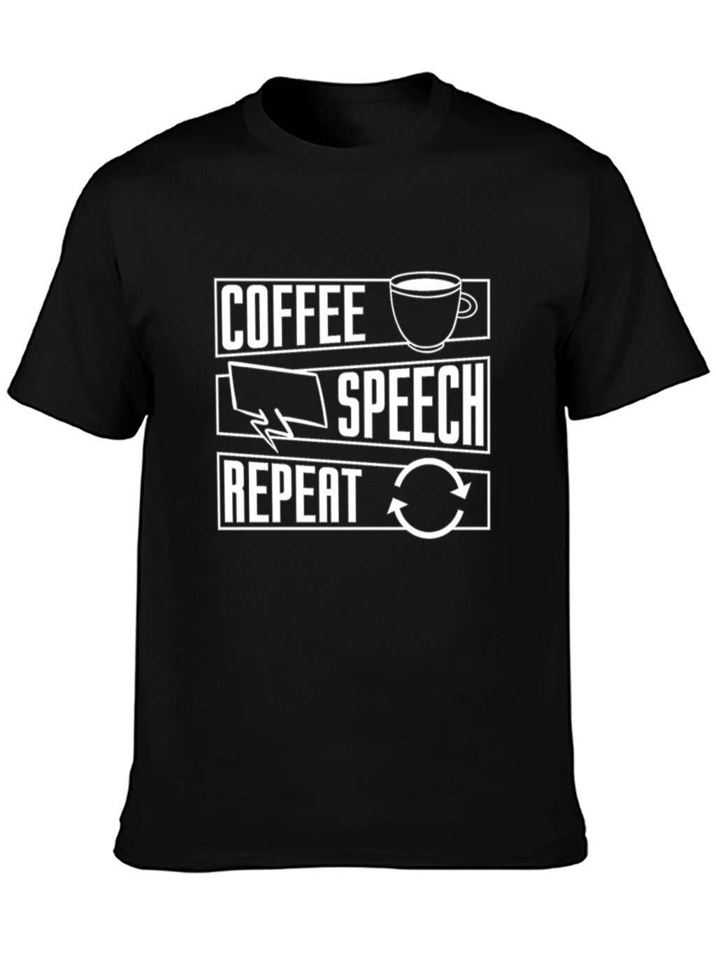 Coffee Speech Repeat T-Shirt - Black