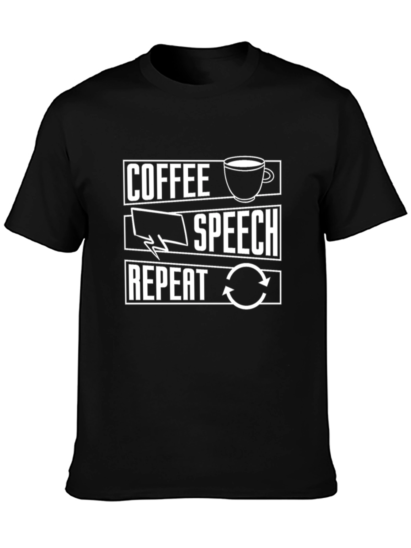 Coffee Speech Repeat T-Shirt - Black