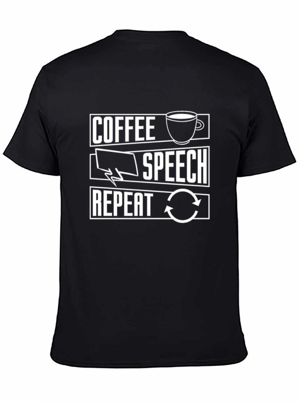 Coffee Speech Repeat T-Shirt - Black