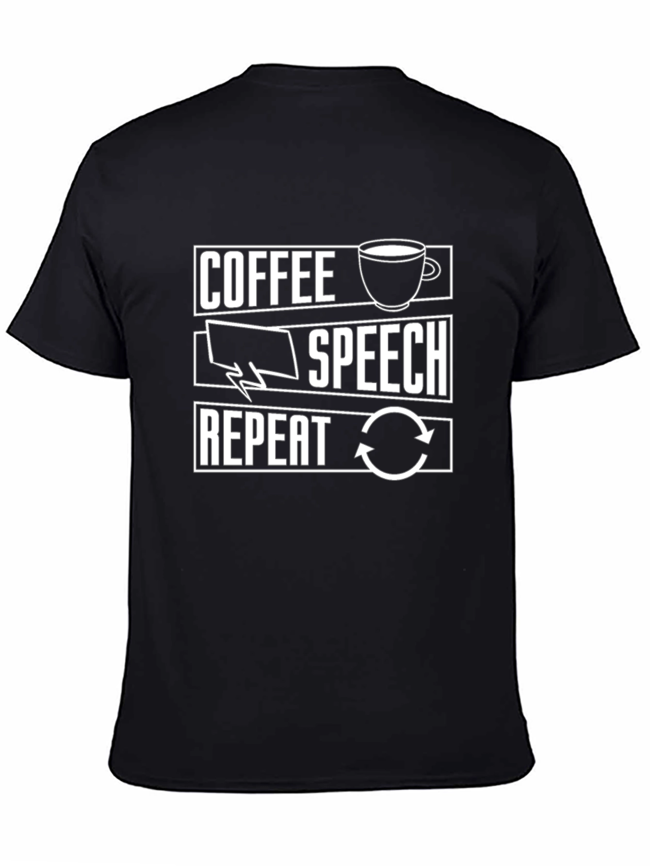 Coffee Speech Repeat T-Shirt - Black