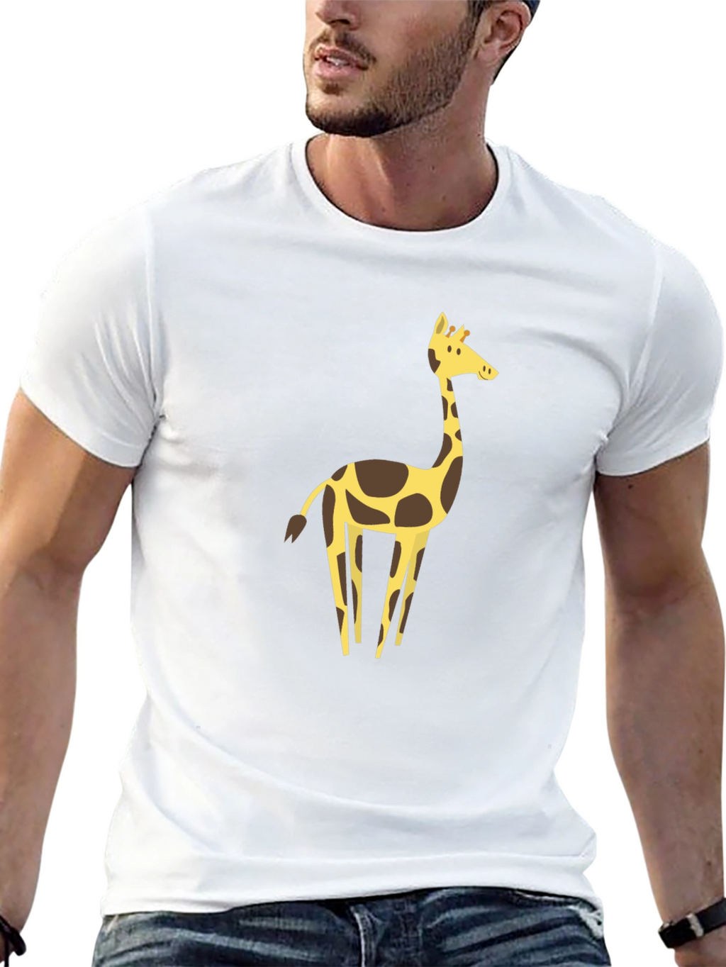 Giraffe Graphic Tee - Black Cotton Blend Shirt