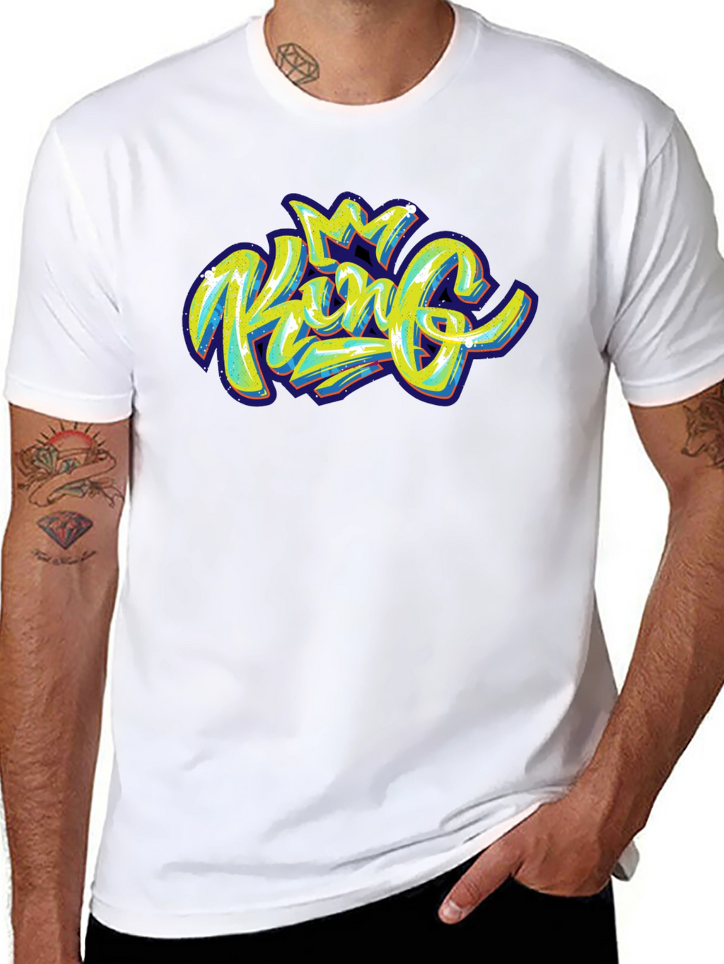 King Graphic Print Black T-Shirt