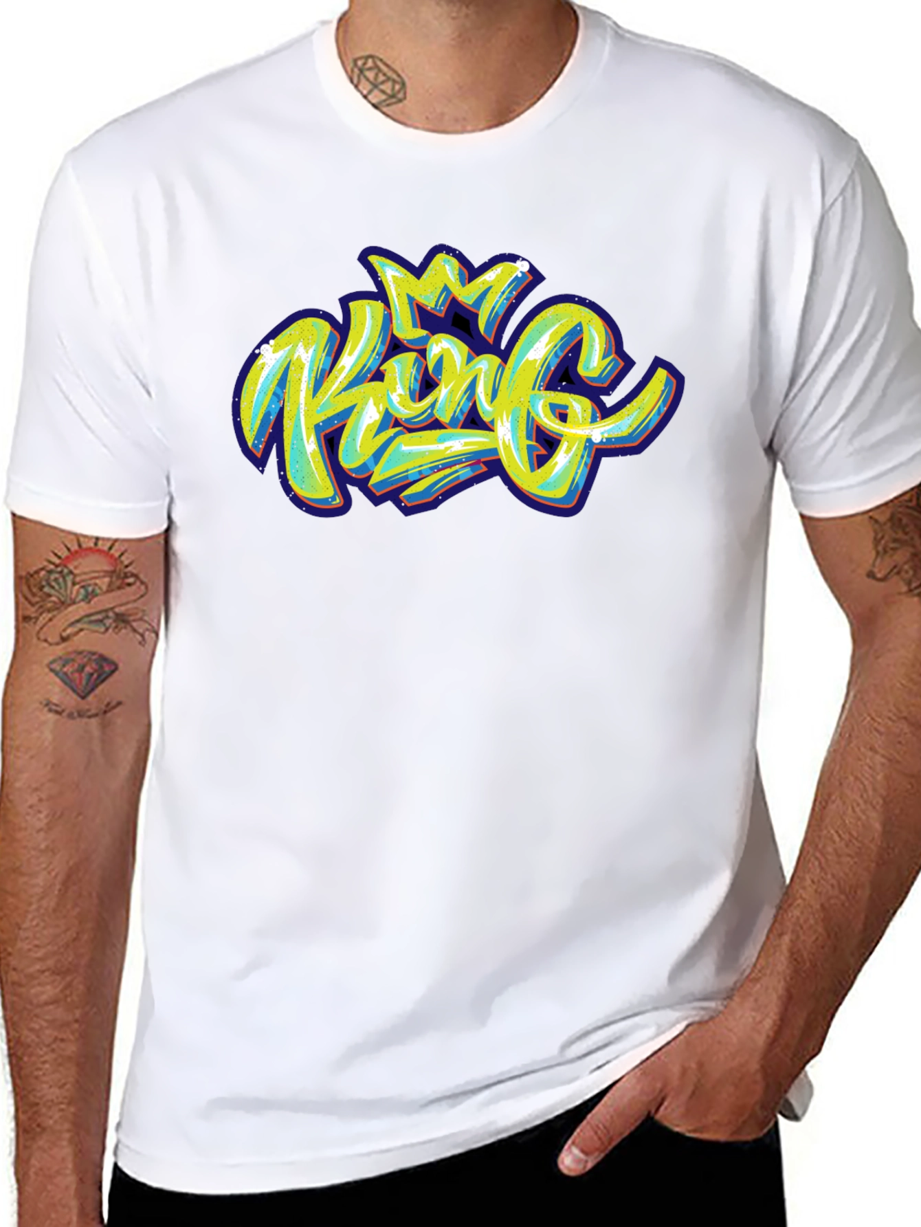 King Graphic Print Black T-Shirt