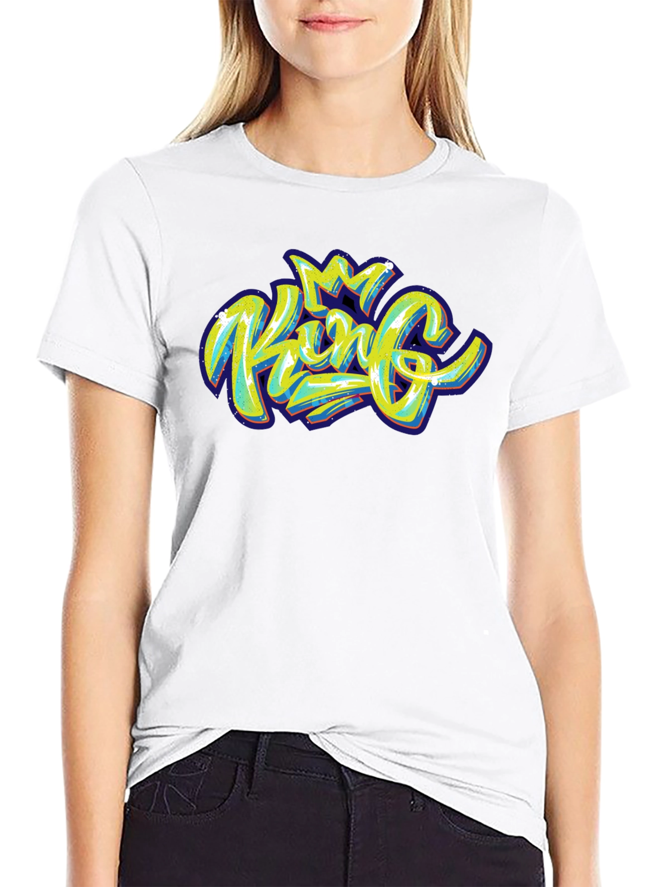King Graphic Print Black T-Shirt