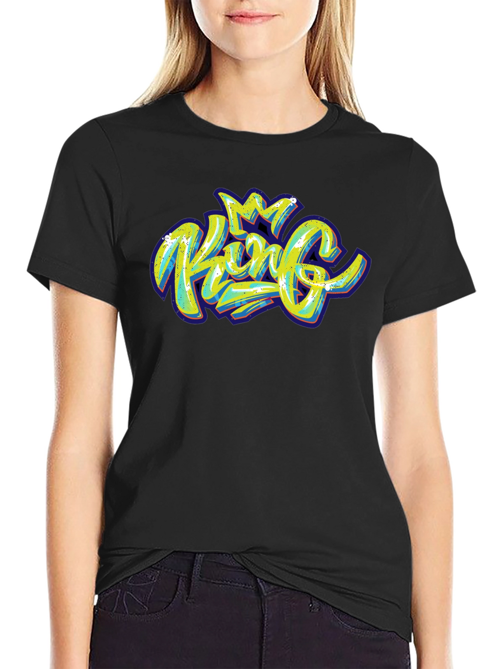 King Graphic Print Black T-Shirt