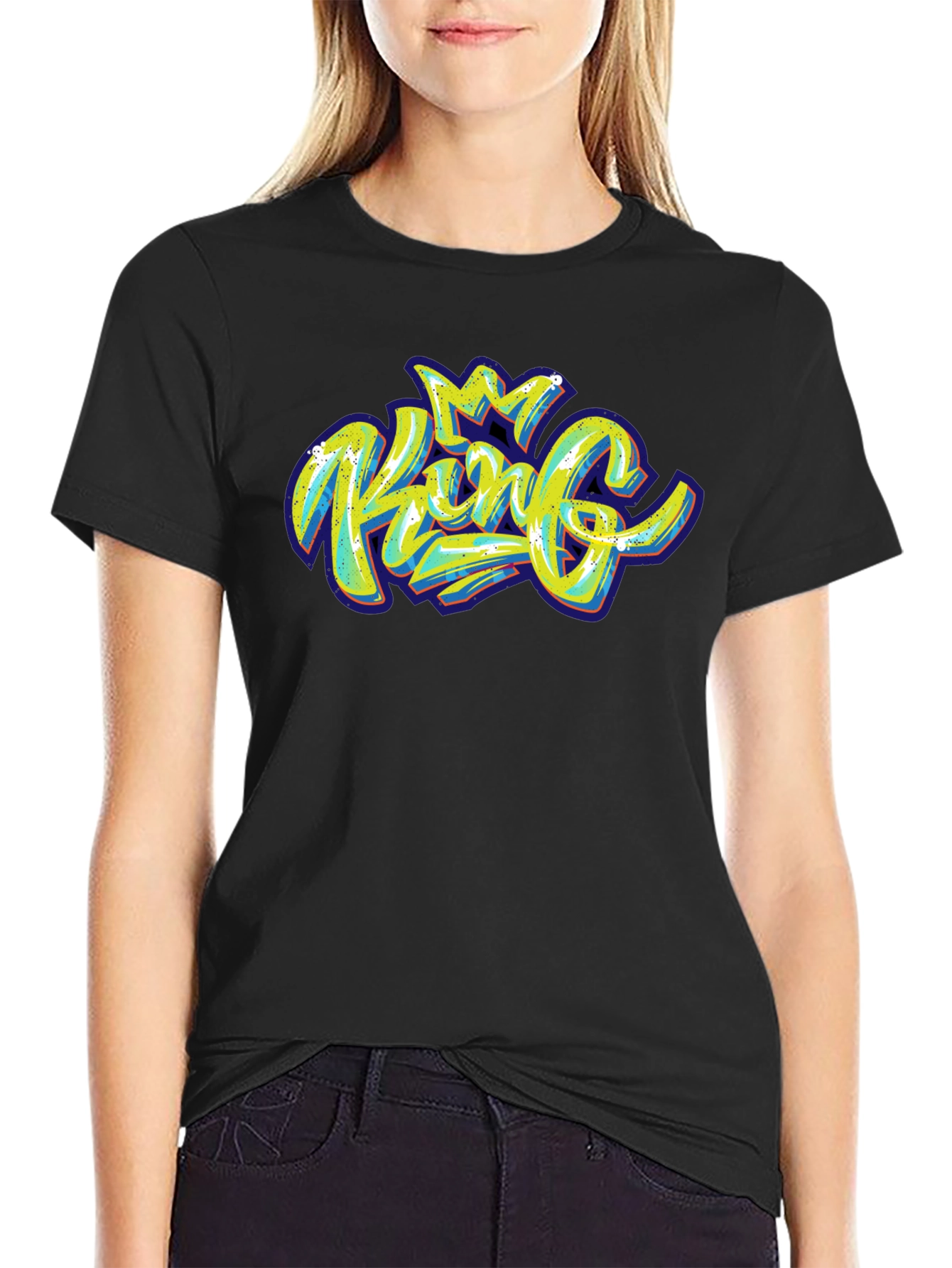 King Graphic Print Black T-Shirt