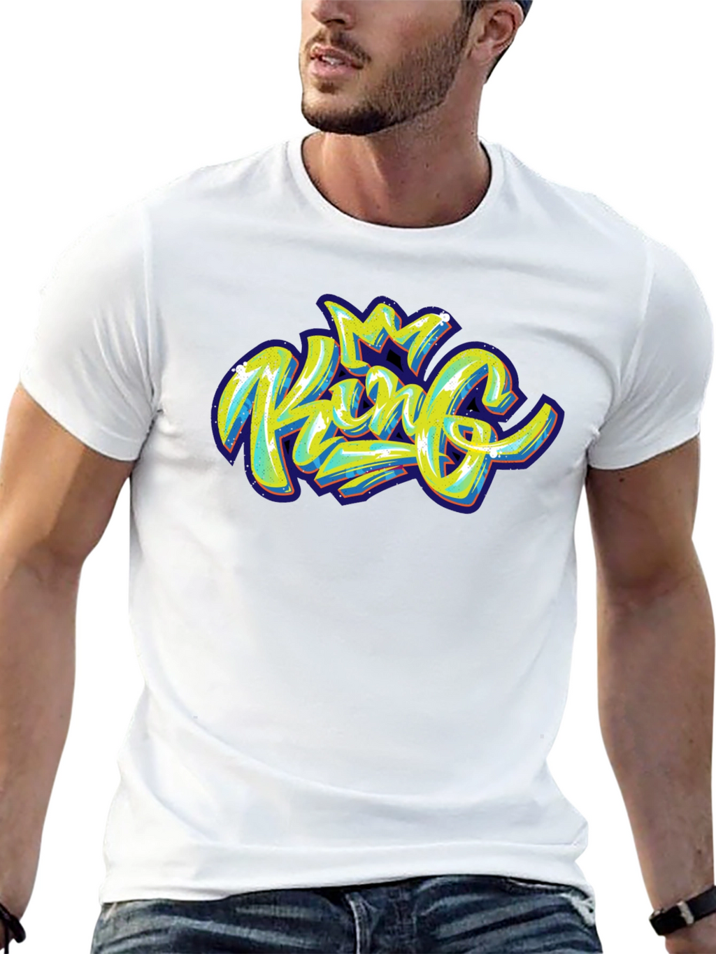 King Graphic Print Black T-Shirt