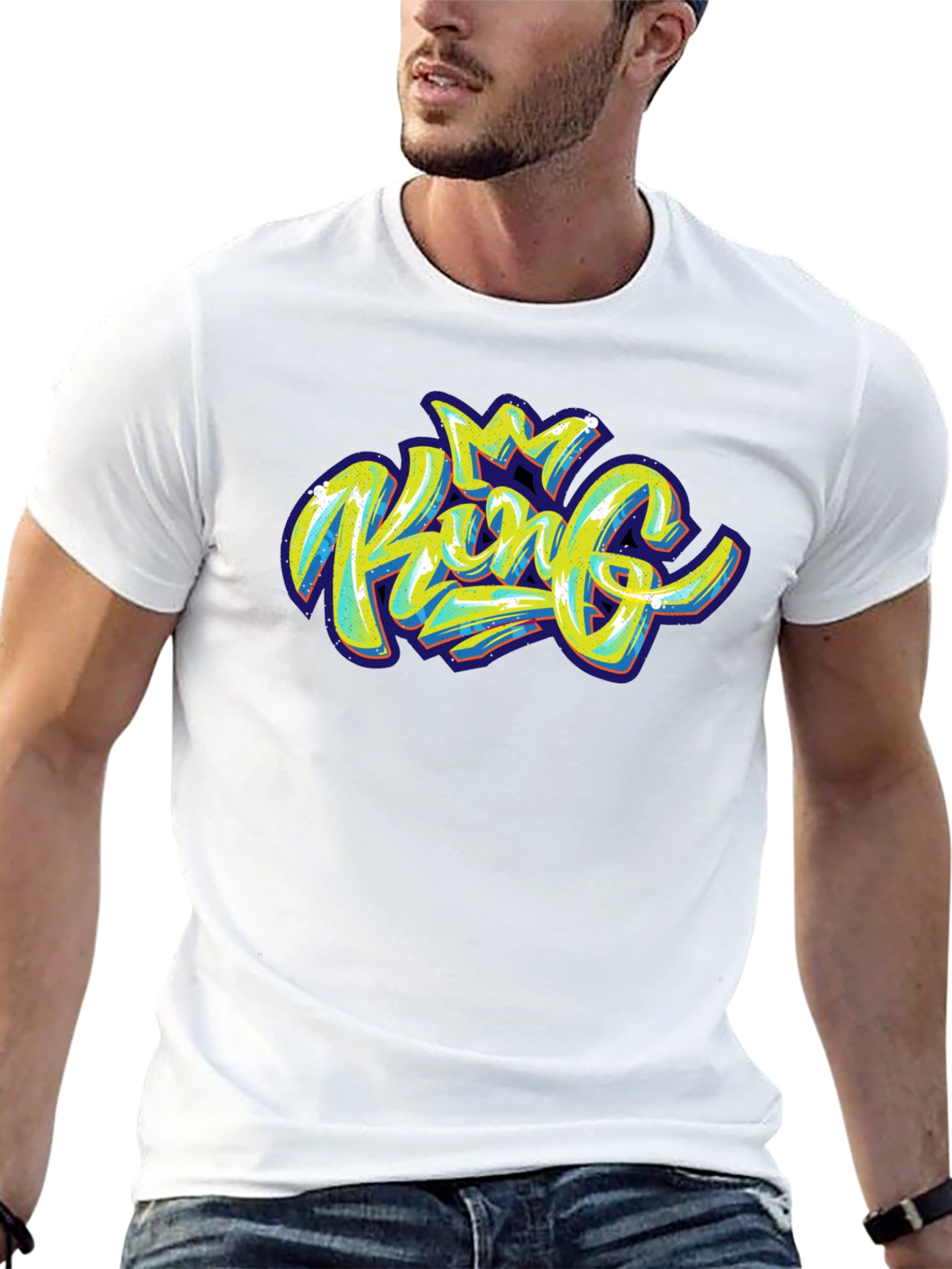 King Graphic Print Black T-Shirt