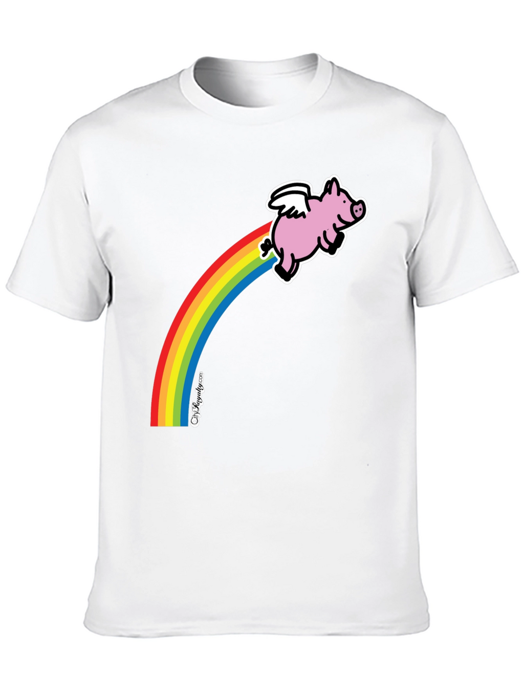 Flying Pig Rainbow T-Shirt - Black Cotton Tee