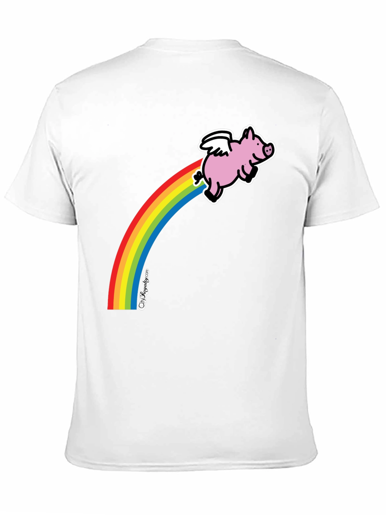 Flying Pig Rainbow T-Shirt - Black Cotton Tee