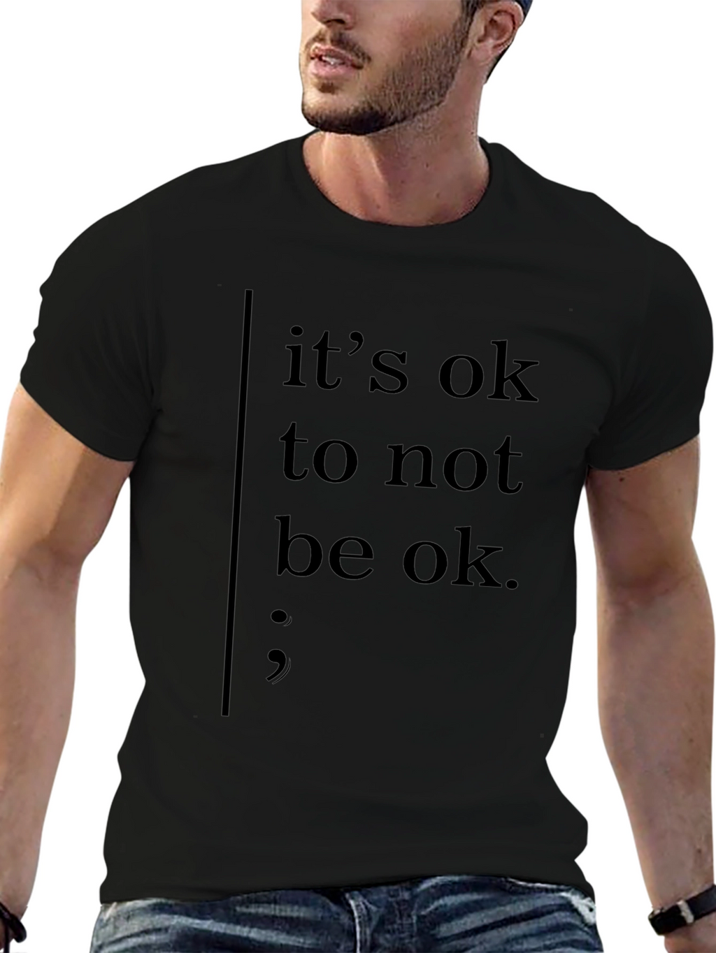 Its Ok To Not Be Ok Black Tee Shirt