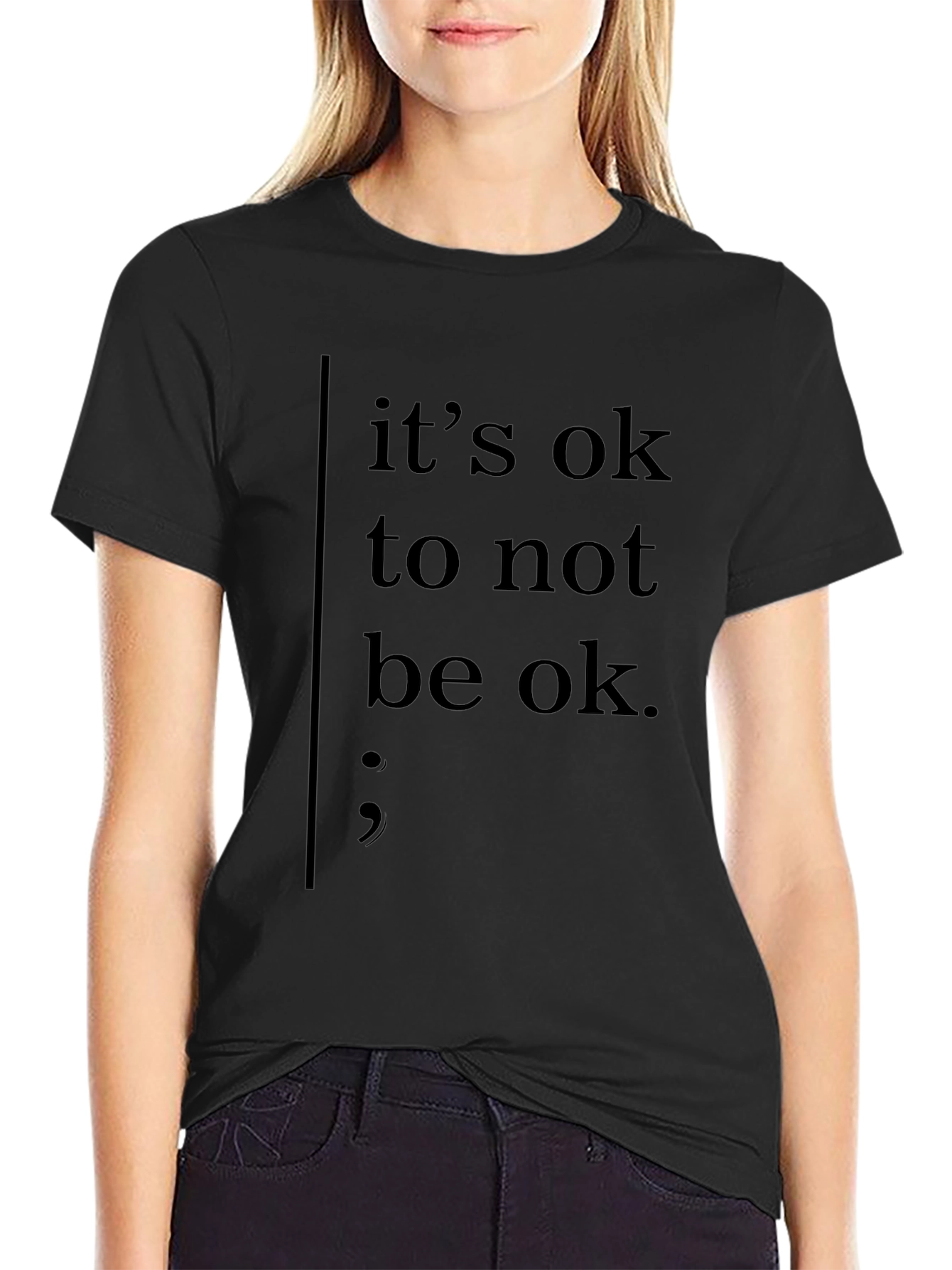 Its Ok To Not Be Ok Black Tee Shirt