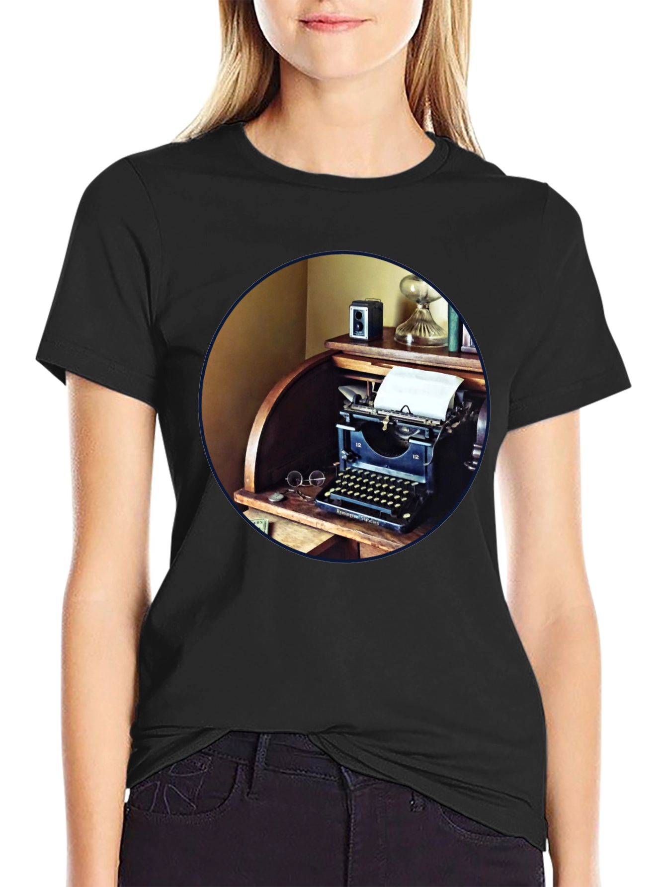 Vintage Typewriter T-Shirt - Retro Desk Design