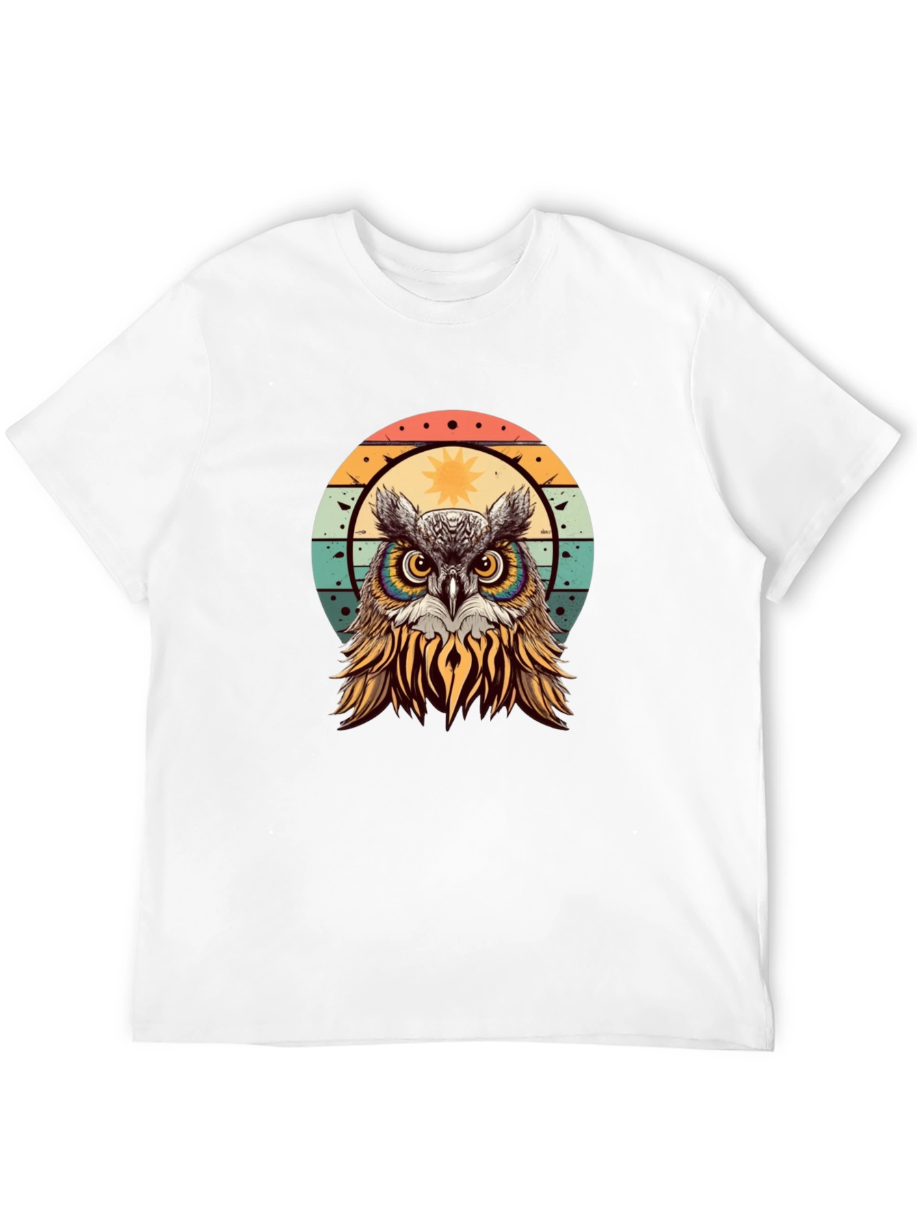 Retro Owl Graphic T-Shirt - Black