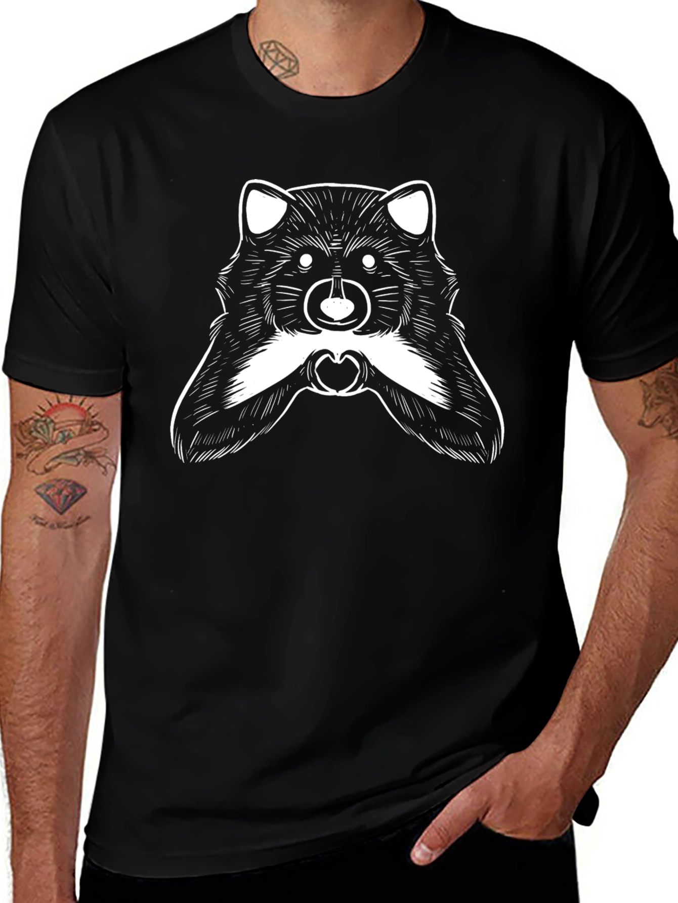 Raccoon Heart Hands Graphic T-Shirt