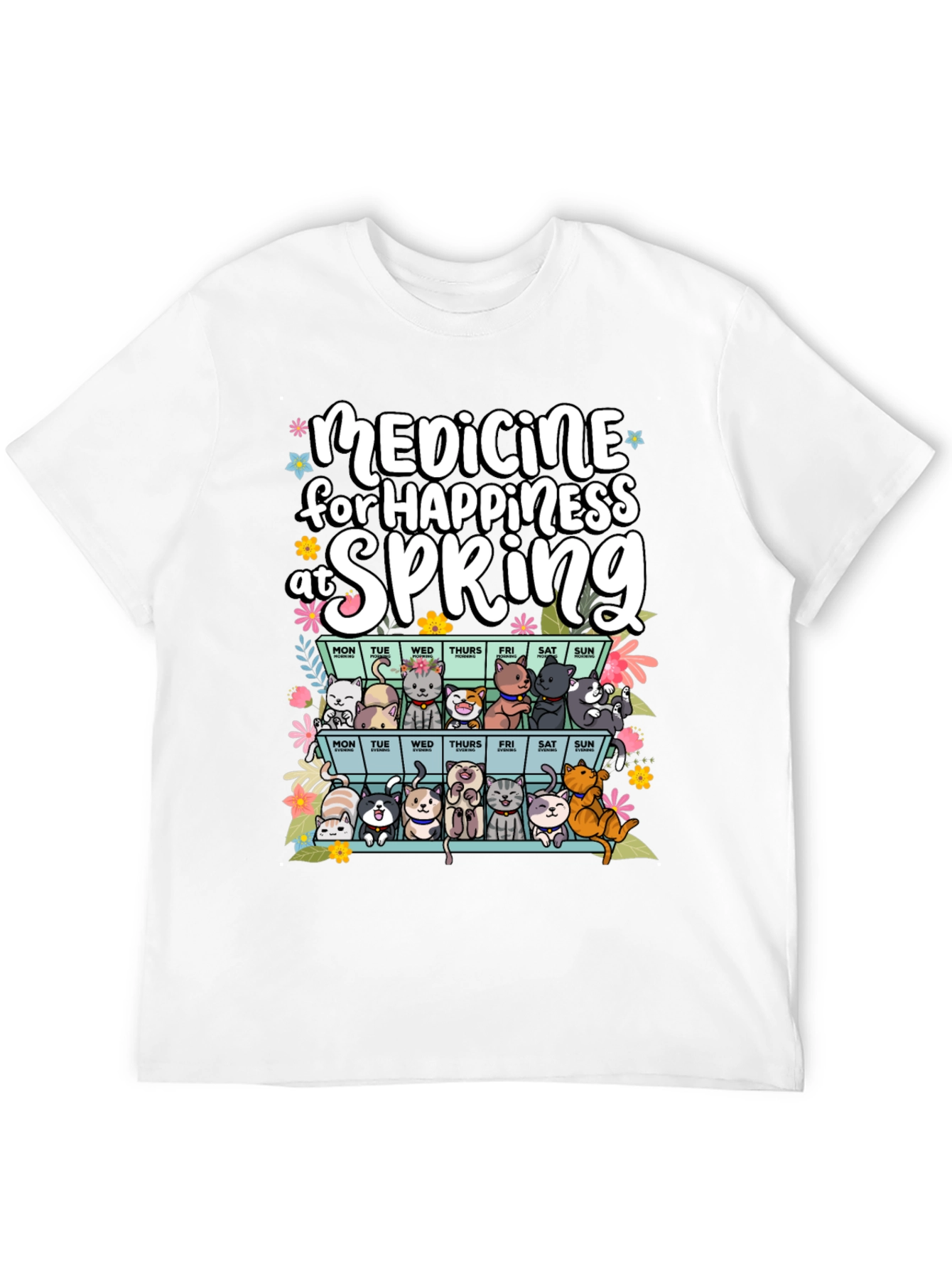 Medicine for Happiness at Spring Black T-Shirt