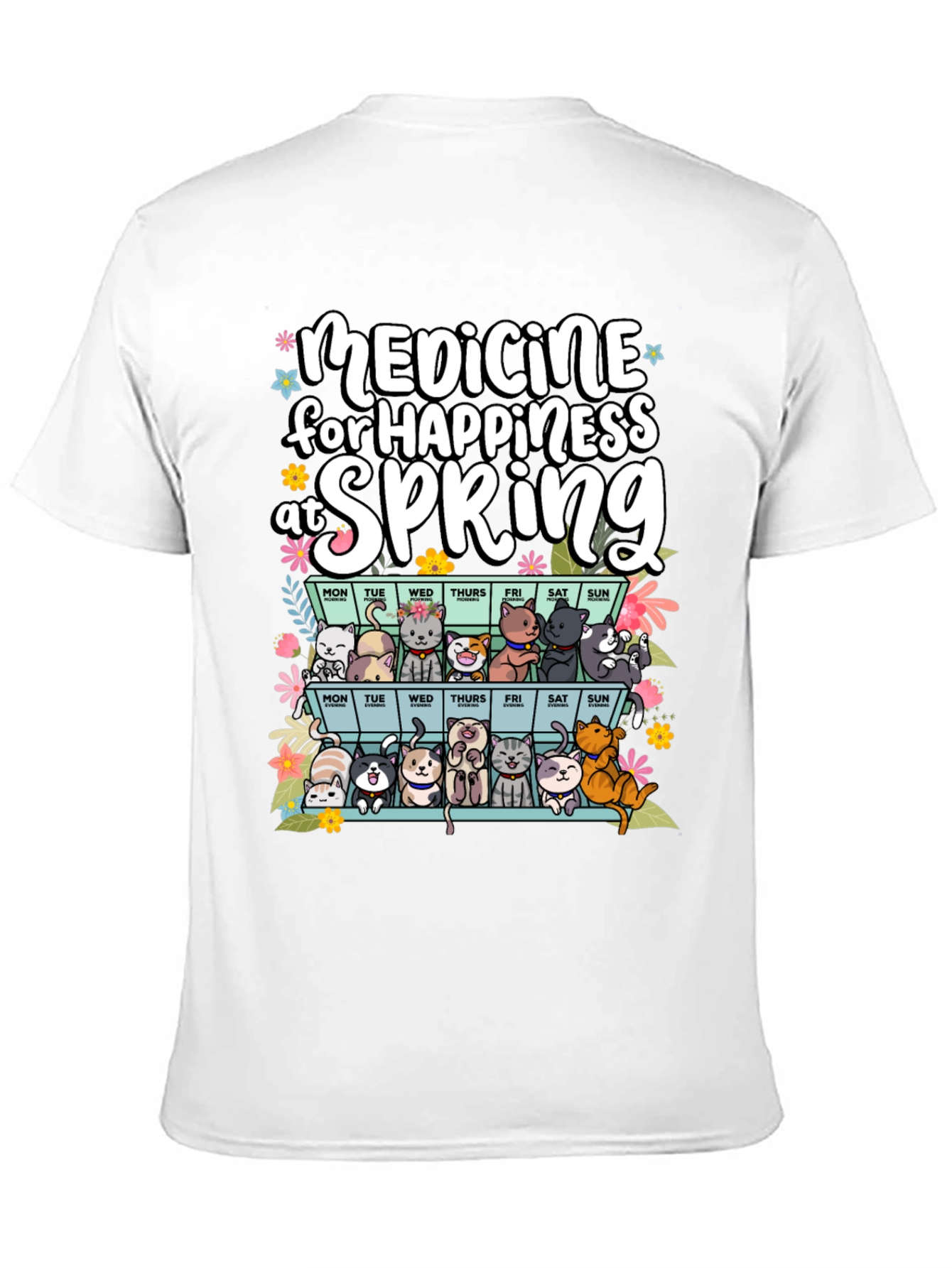 Medicine for Happiness at Spring Black T-Shirt