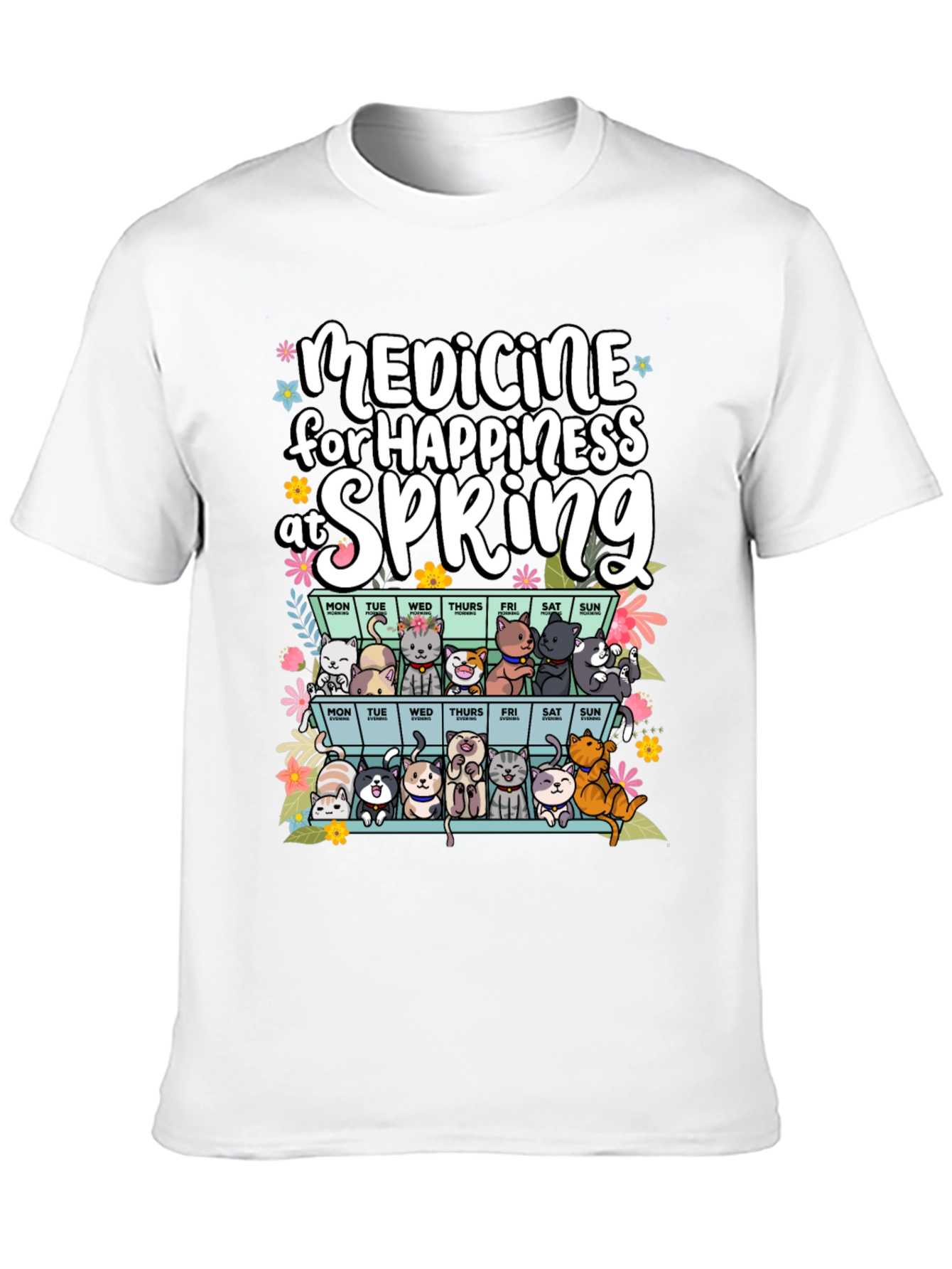 Medicine for Happiness at Spring Black T-Shirt