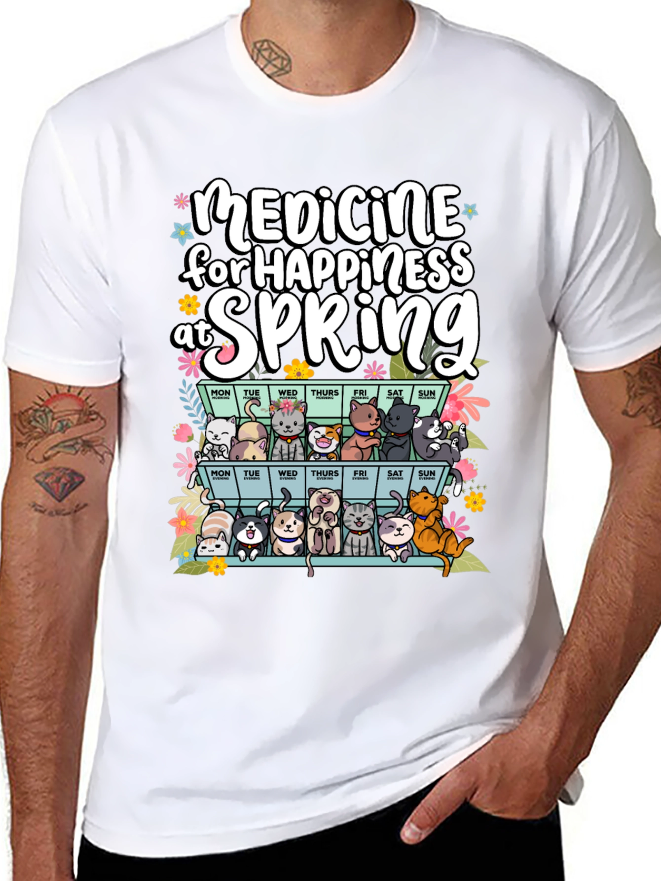 Medicine for Happiness at Spring Black T-Shirt