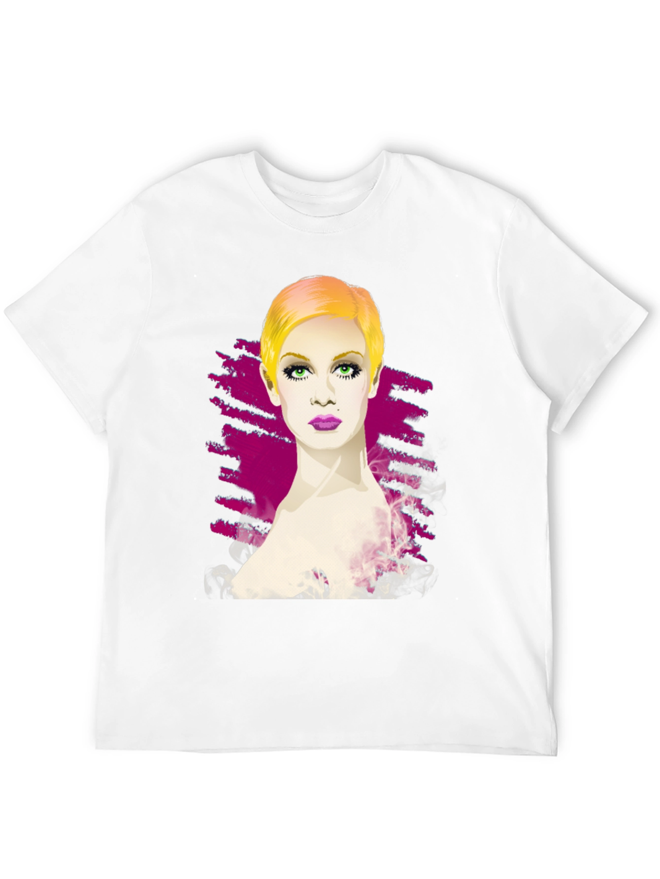 Twiggy Portrait Graphic Tee - Stylish Black T-Shirt