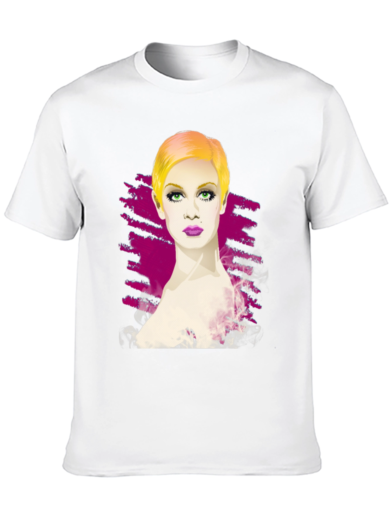Twiggy Portrait Graphic Tee - Stylish Black T-Shirt