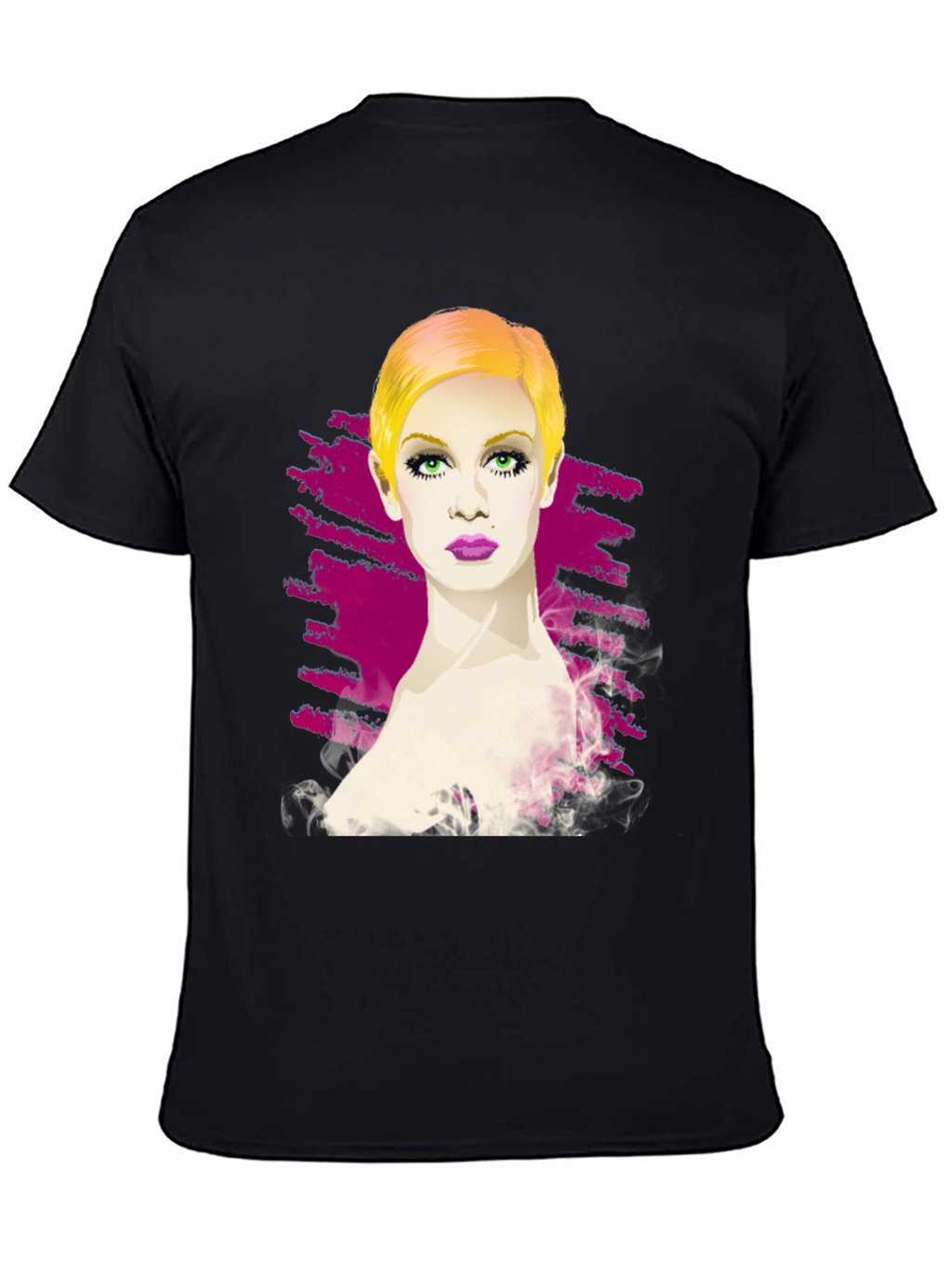 Twiggy Portrait Graphic Tee - Stylish Black T-Shirt