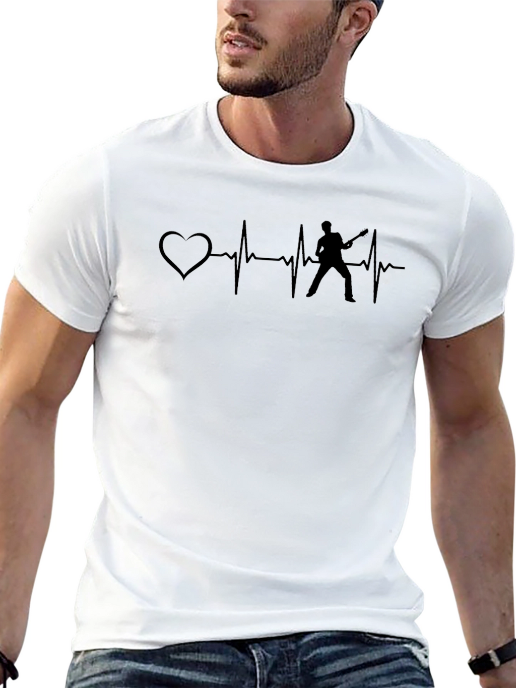 Heartbeat Guitarist T-Shirt - Music Lover Tee