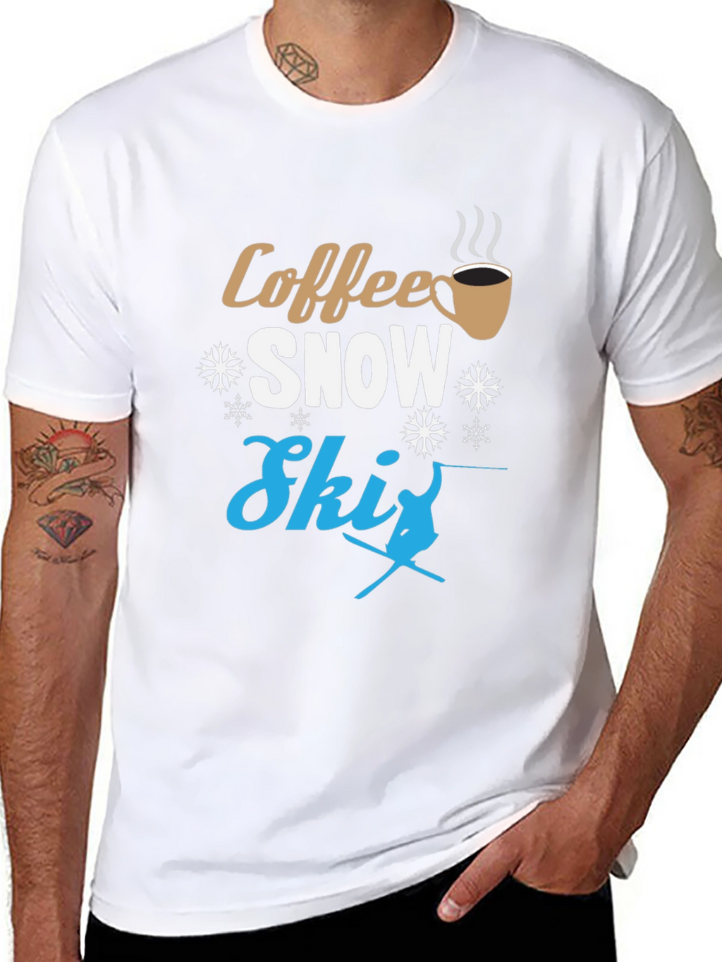 Coffee Snow Ski Graphic T-Shirt