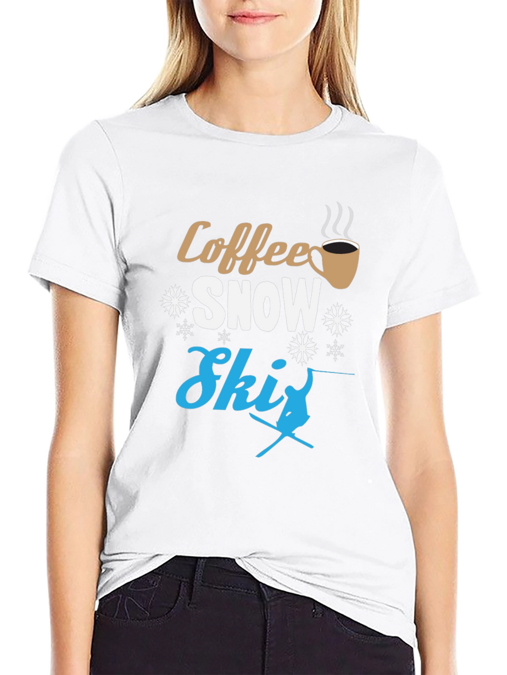 Coffee Snow Ski Graphic T-Shirt