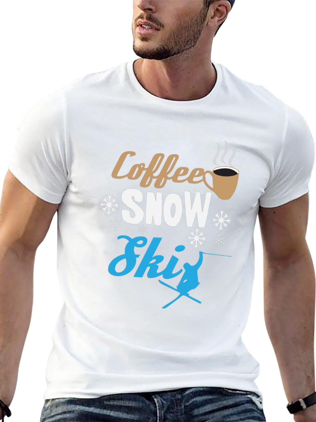Coffee Snow Ski Graphic T-Shirt