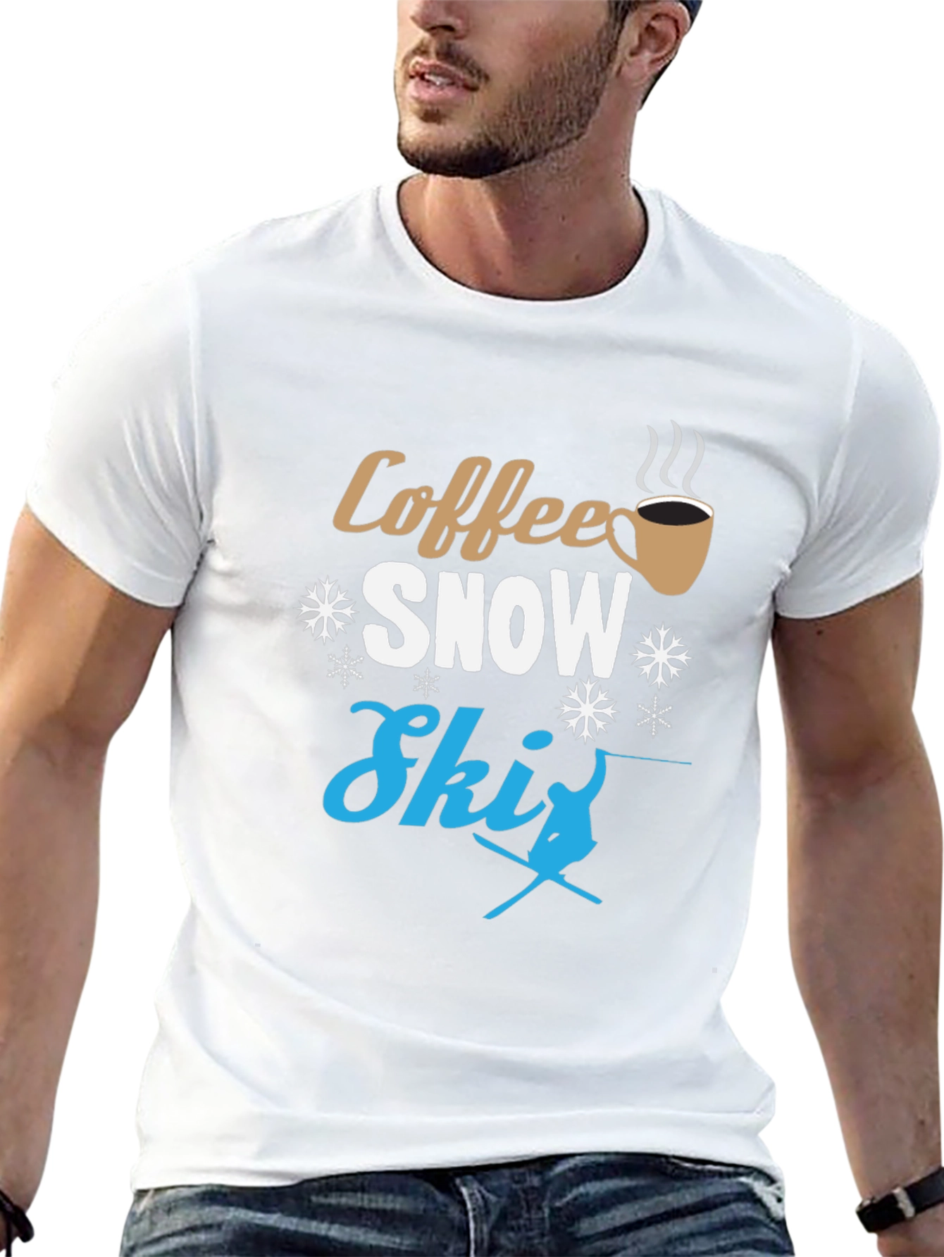 Coffee Snow Ski Graphic T-Shirt