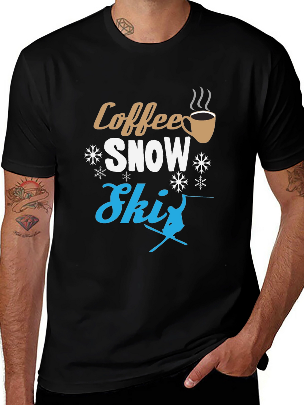 Coffee Snow Ski Graphic T-Shirt
