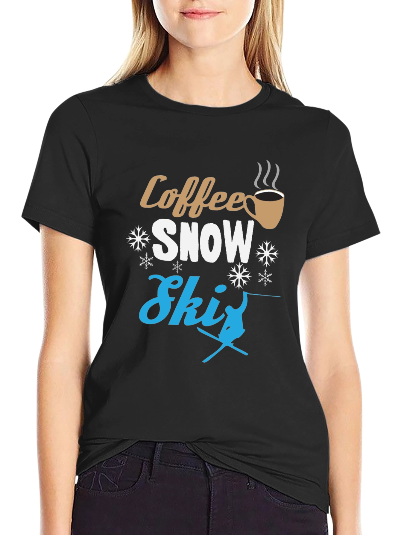 Coffee Snow Ski Graphic T-Shirt