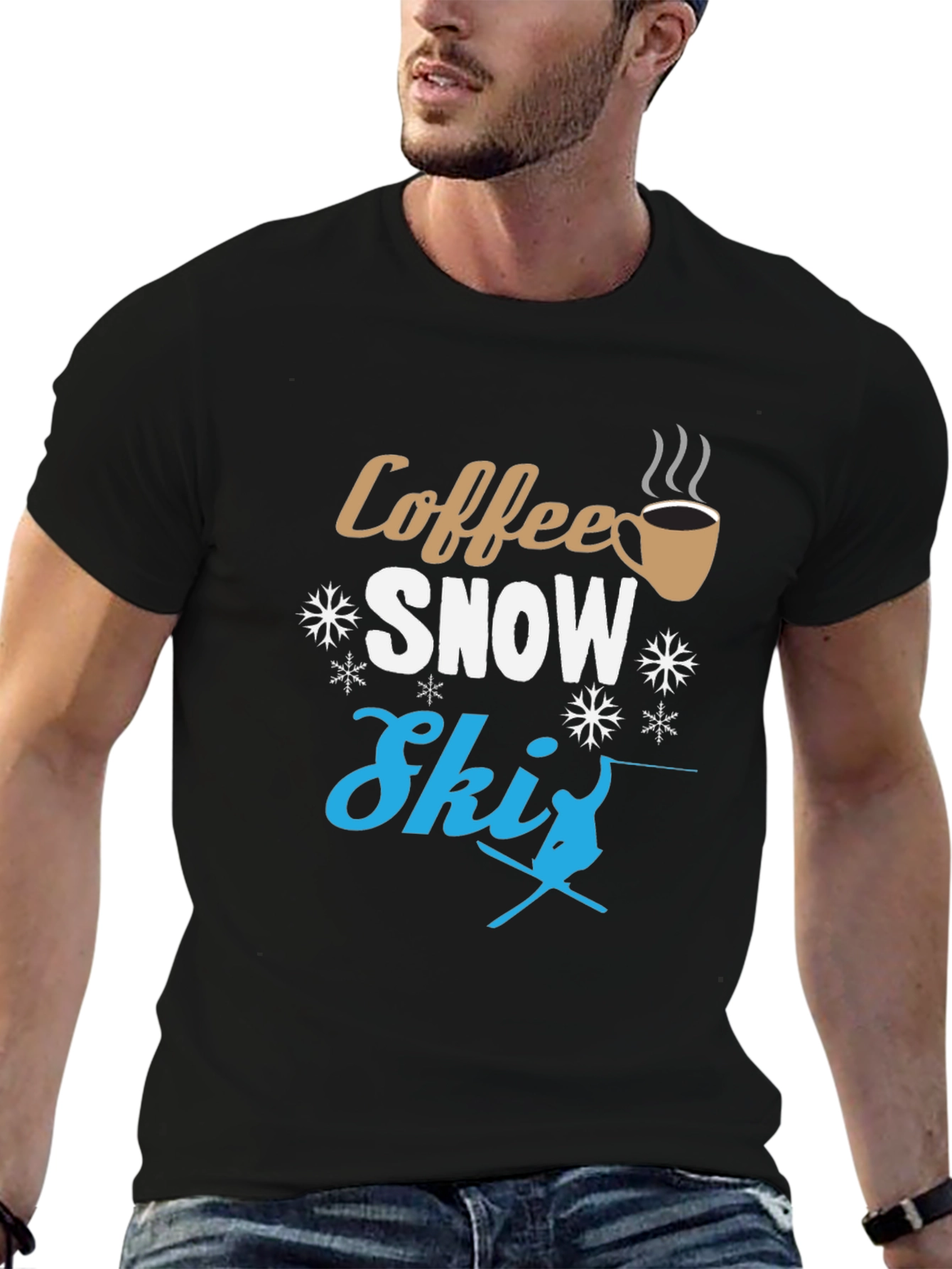 Coffee Snow Ski Graphic T-Shirt