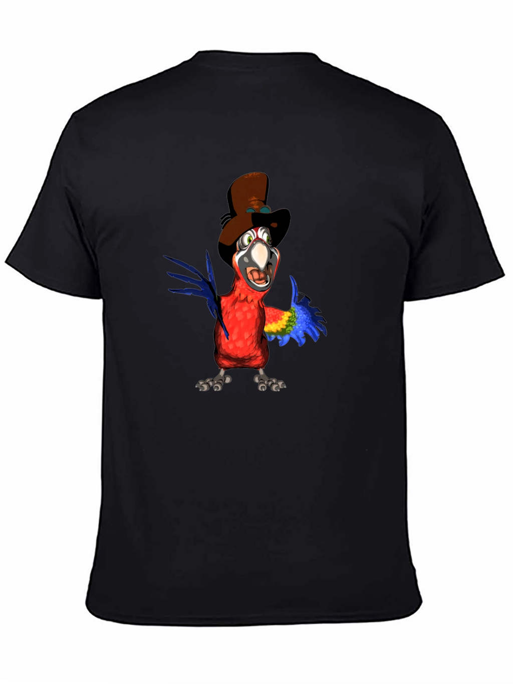 Parrot Cartoon Graphic Tee - Black